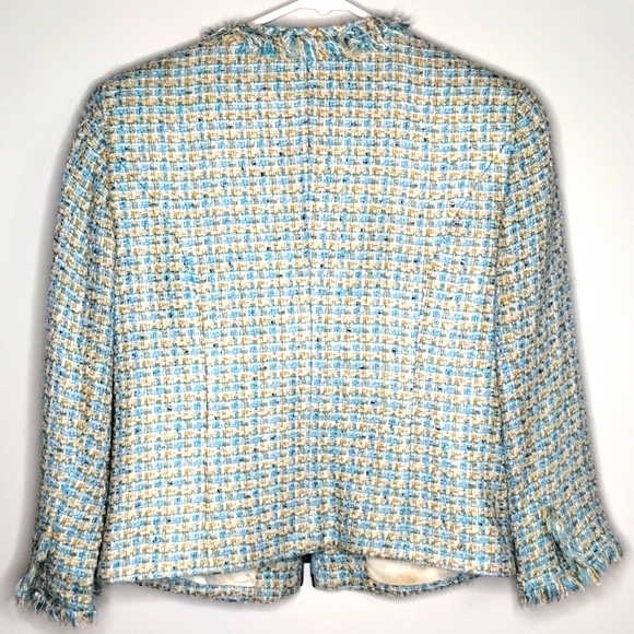 Caché Boucle Tweed Lady Jacket sz 6 rhinestones zip Chanel-style - Picture 2 of 7